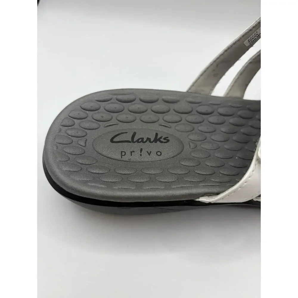 Clarks Collection Sandals Womens 12 White Comfort Walking Adjustable Easy Strap